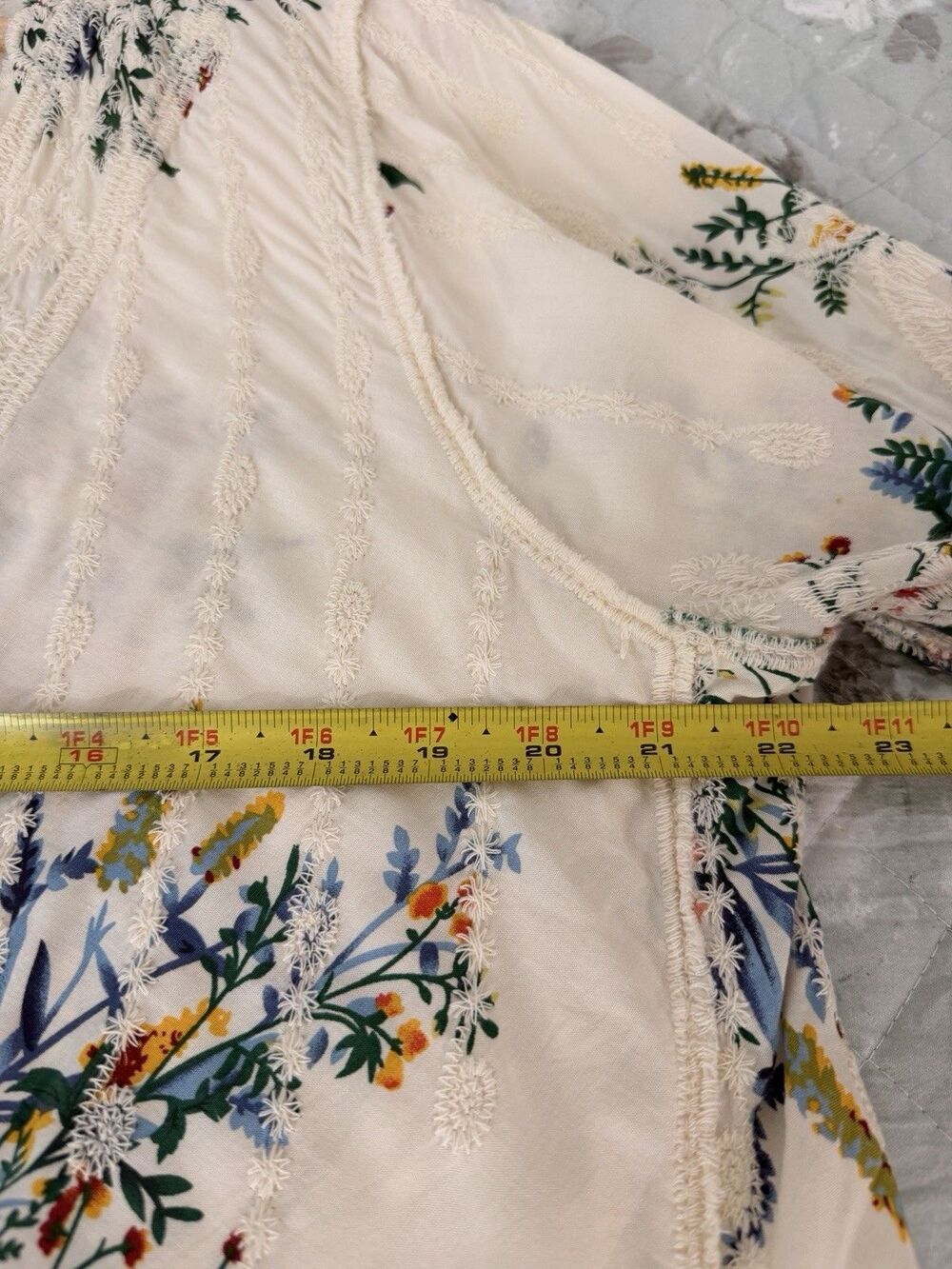 Solitaire XL Floral Crochet Lace Kimono Cardigan Boho Open Front Duster White - Picture 8 of 11